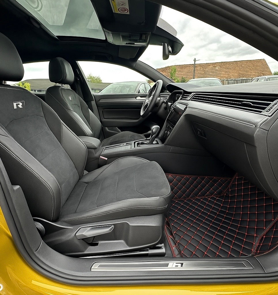 Covorase Auto premium Volkswagen Passat B8 ; negru cu fir rosu
