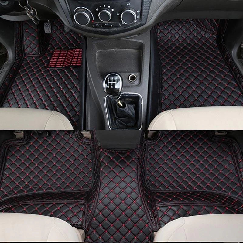 Covorase auto premium Mercedes Benz C 2014-2021 negru cu fir rosu