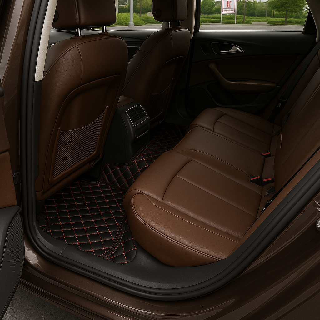 Covorase auto premium Audi A4 B8( 2008 + ) negru cu fir rosu