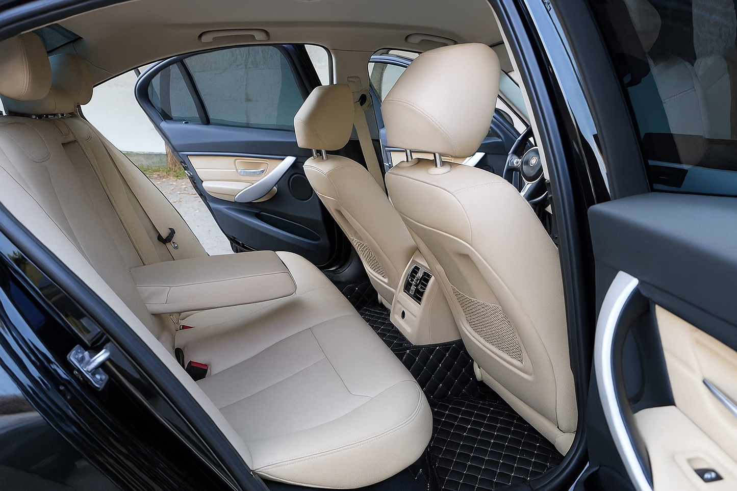 Covorase auto Premium BMW serie 3 F30 negru cu fir crem