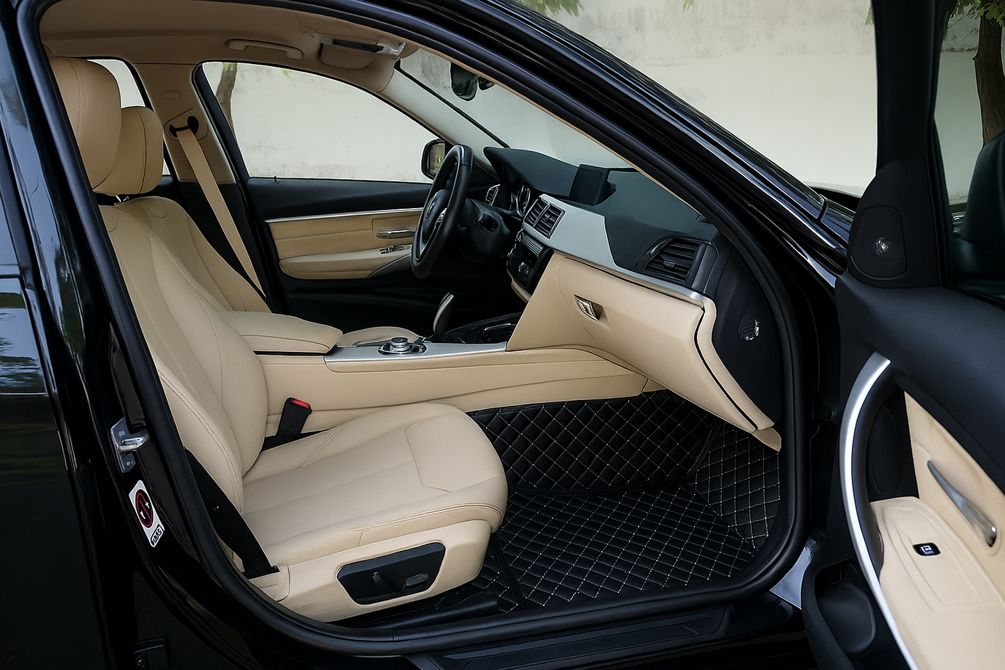 Covorase auto Premium BMW serie 3 F30 negru cu fir crem