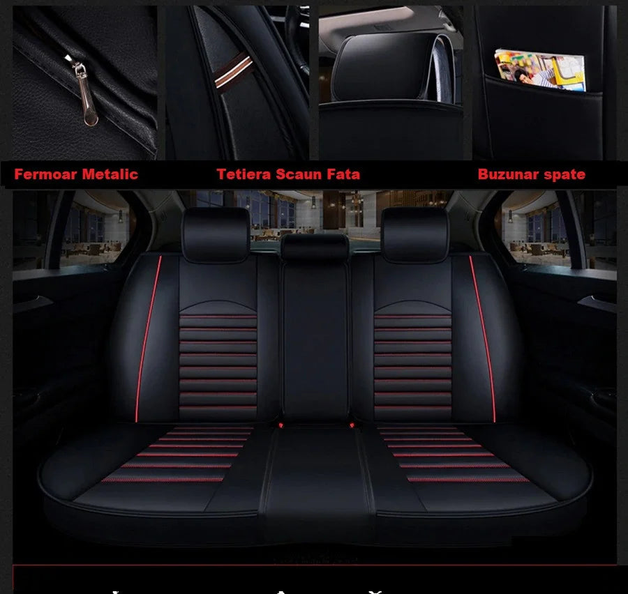 Huse auto Jeep Clasic Negre + rosu/ 4 pernute incluse