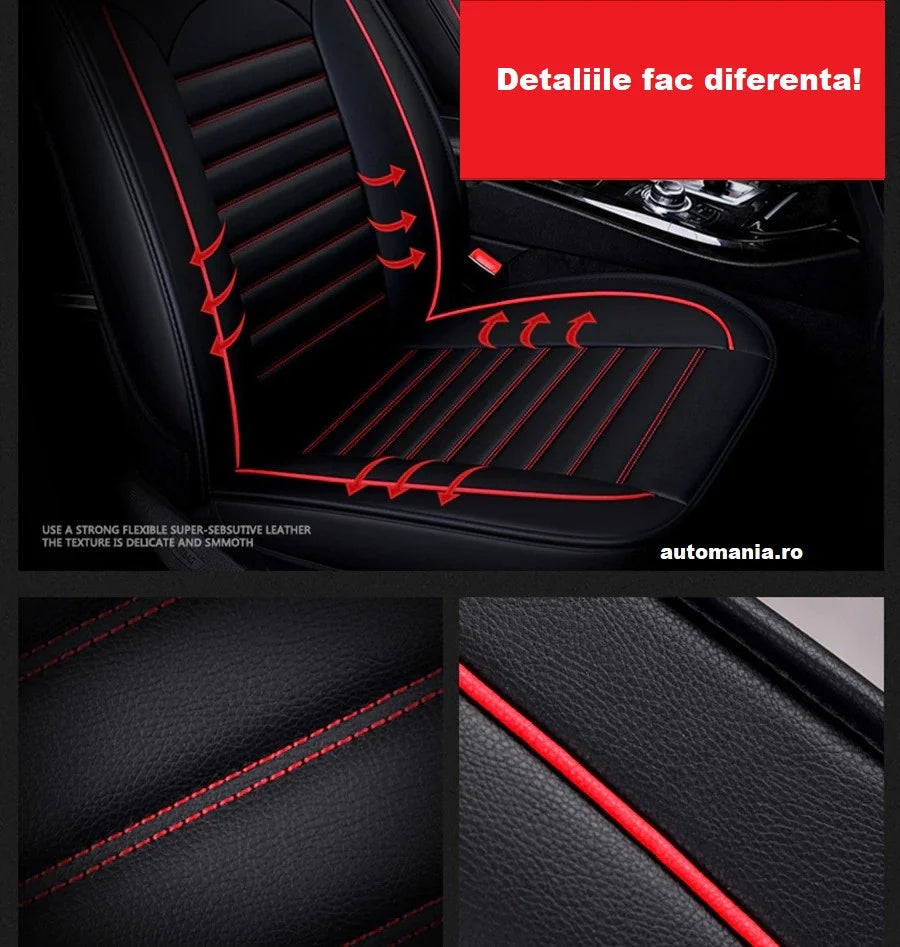 Huse auto Land Rover Clasic Negre + rosu / 4 pernute incluse