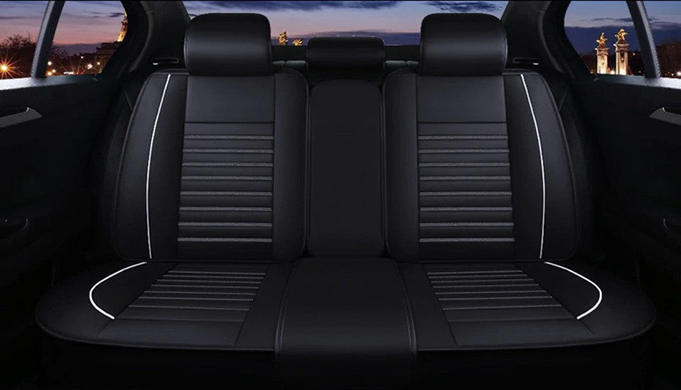 Huse auto Peugeot Clasic Negre cu Alb/ 4 pernute incluse
