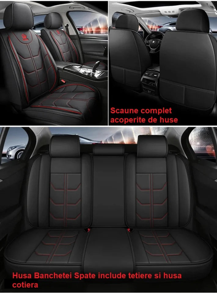 Huse auto Ford Confort Negre + Rosu
