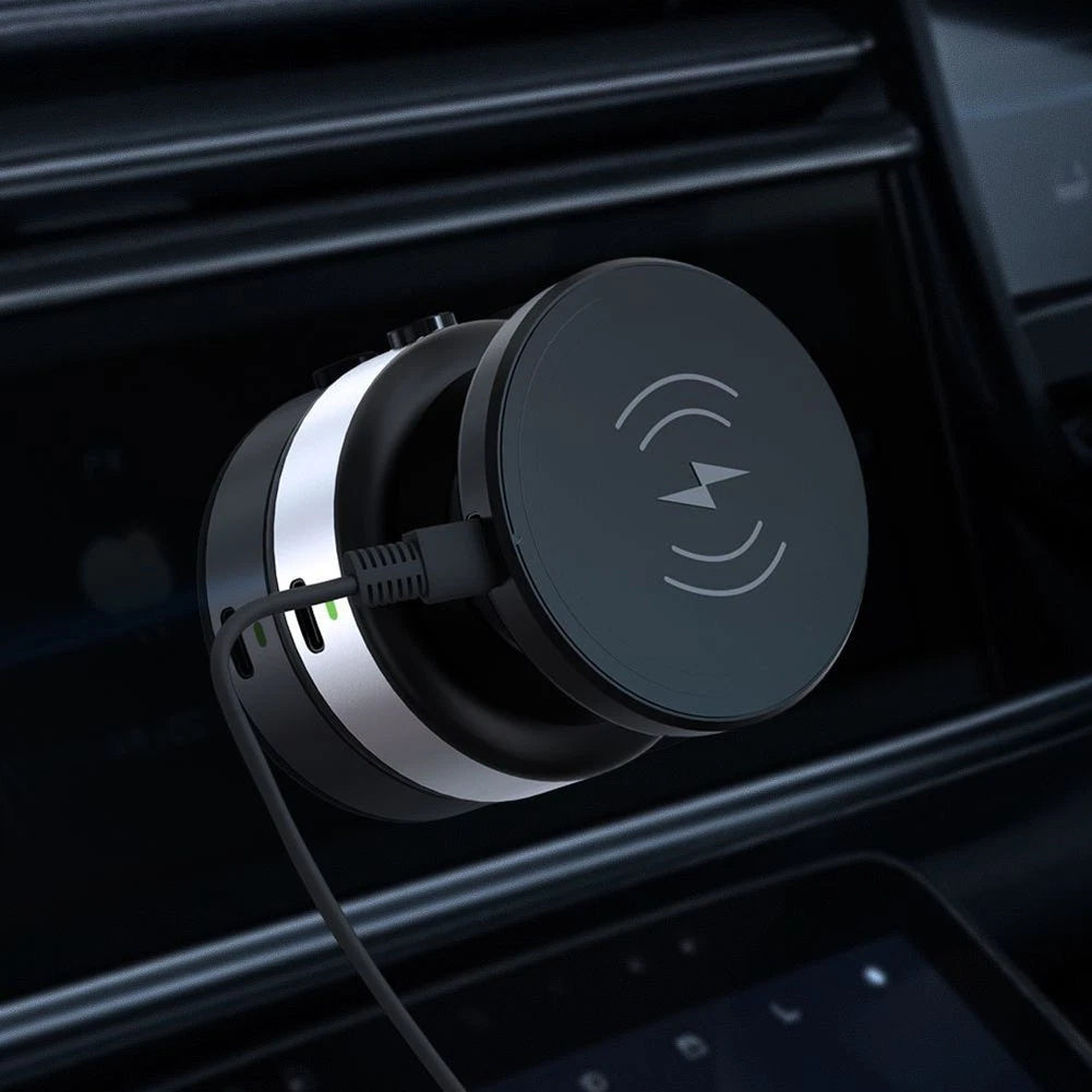 Suport Auto Magnetic cu Încărcare Wireless Rapidă 15W | Rotire 360° | Fixare Ultra-Puternică | Compatibil iPhone & Samsung