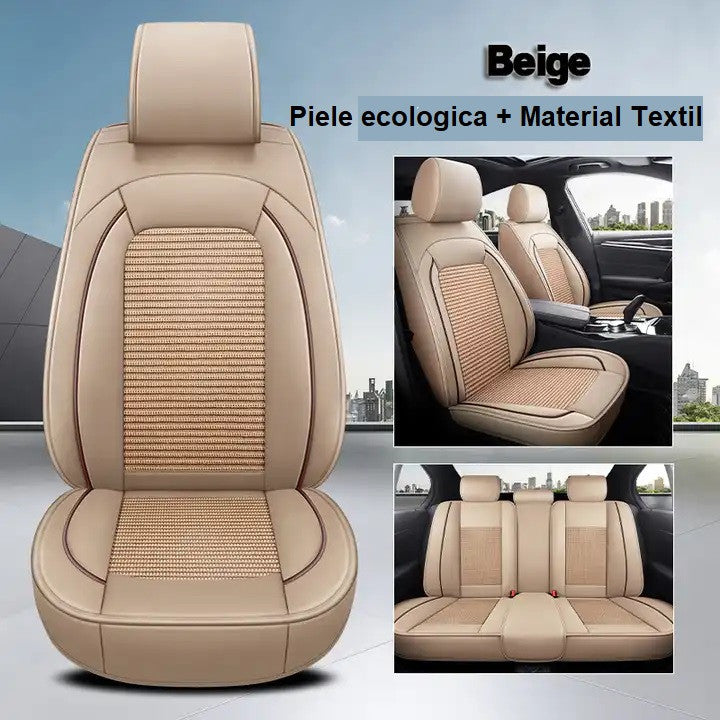Huse auto Fiat Textil + Piele Ecologica Bej