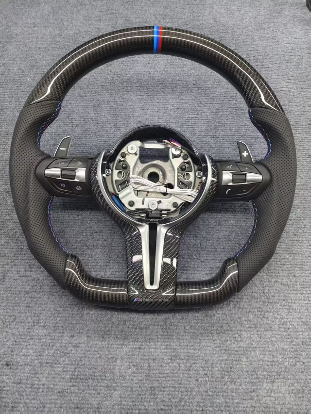 🏁 Volan Sport AT Performance – BMW Seria F ,  Full Carbon & Piele Perforată