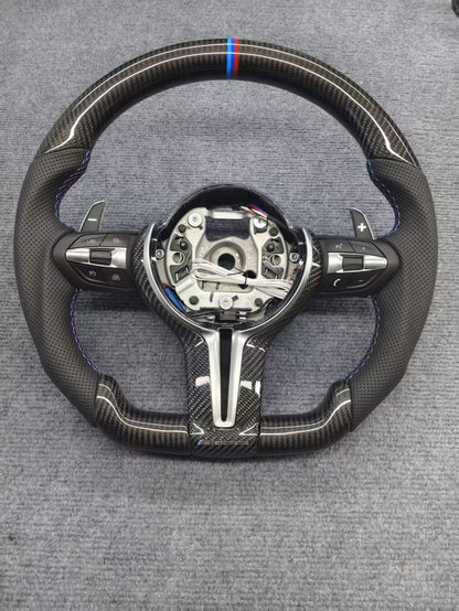 🏁 Volan Sport AT Performance – BMW Seria F ,  Full Carbon & Piele Perforată