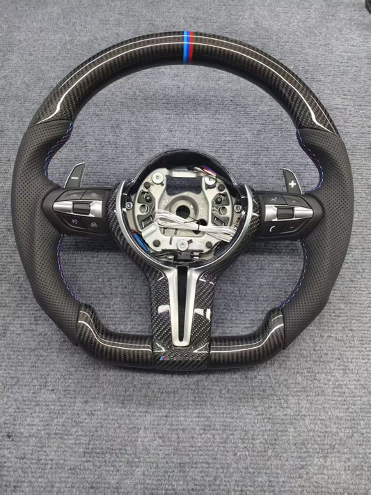 🏁 Volan Sport AT Performance – BMW Seria F ,  Full Carbon & Piele Perforată
