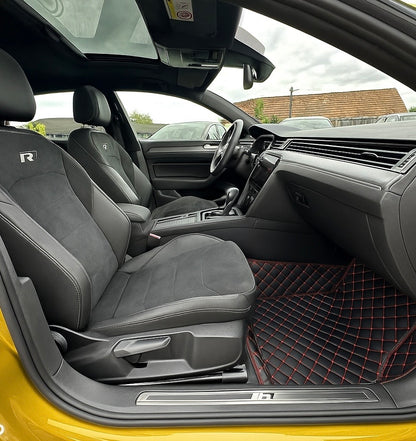 Covorase Auto premium Volkswagen Passat B8 ; negru cu fir rosu