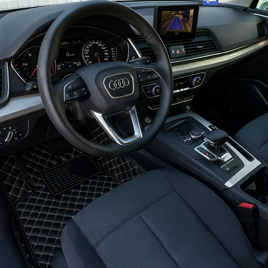 Covorase auto Premium Audi A4 B9 negru cu fir crem