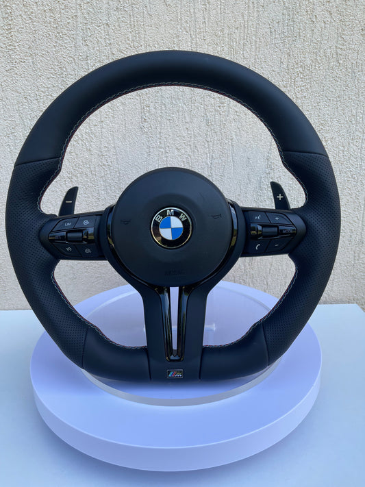 🏁 Volan Sport AT Performance – BMW Seria F ,  Piele Perforată, Cusături ///M