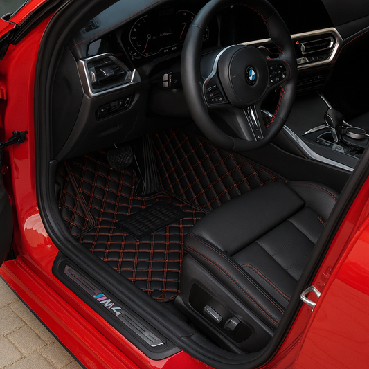 Covorase auto Premium BMW serie 3 F30 negru cu fir rosu