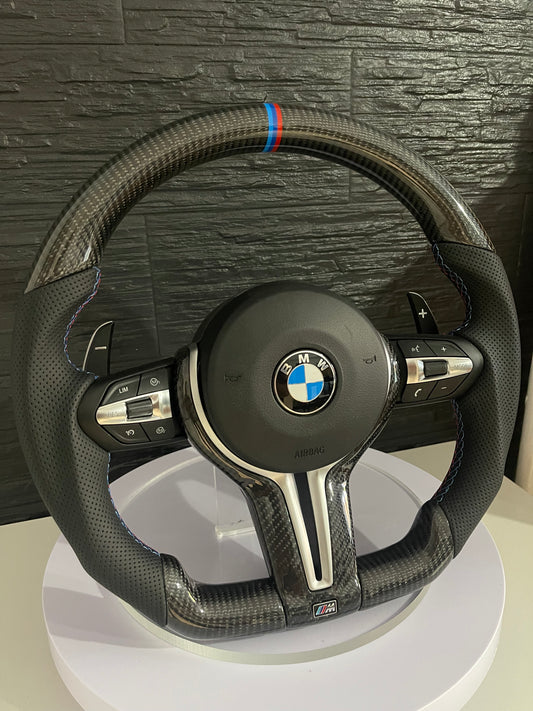 🏁 Volan Sport AT Performance – BMW Seria F ,  Full Carbon & Piele Perforată