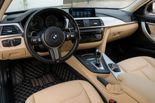 Covorase auto Premium BMW serie 3 F30 negru cu fir crem