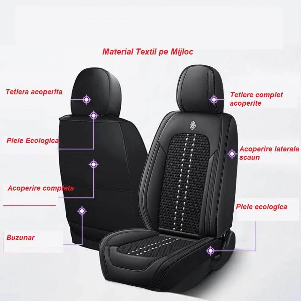 Huse auto Toyota Elite Negru (Textil + Piele )