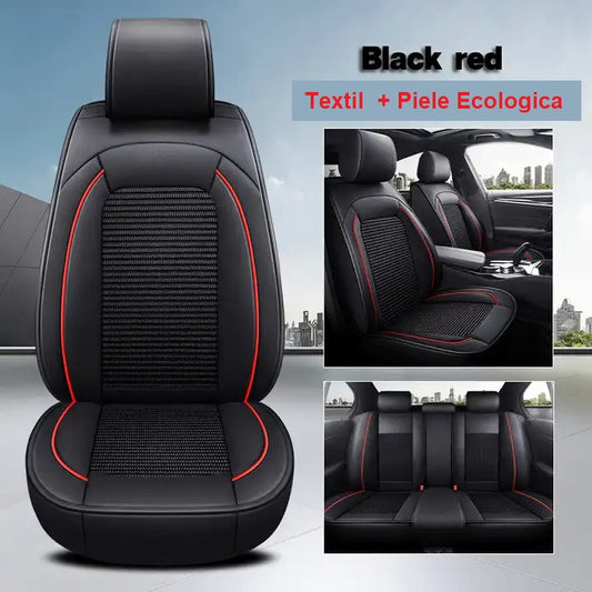 Huse auto Land Rover Textil + Piele Ecologica Negre cu Rosu