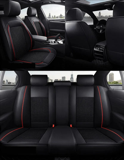 Huse auto Opel Textil + Piele Ecologica Negre cu Rosu