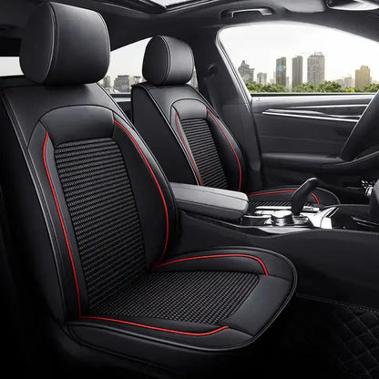 Huse auto Opel Textil + Piele Ecologica Negre cu Rosu